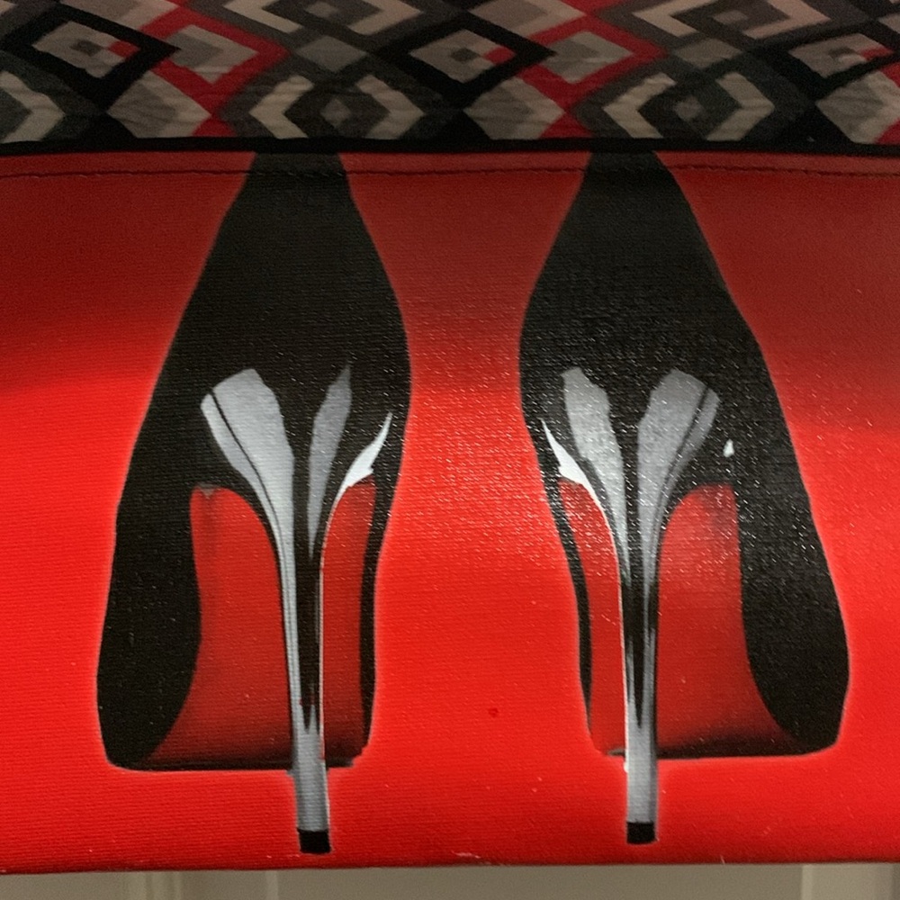 “Heels” Kent Stetson Red Coated Canvas Removable Chain Strap Convertible Clutch